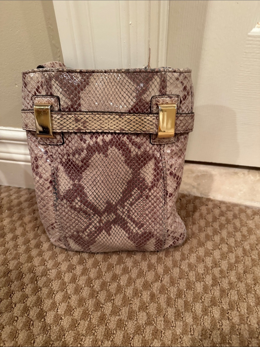 Michael Kors Snakeskin-Print Crossbody Bag with Gold-Tone Accents - Picture 4 of 4